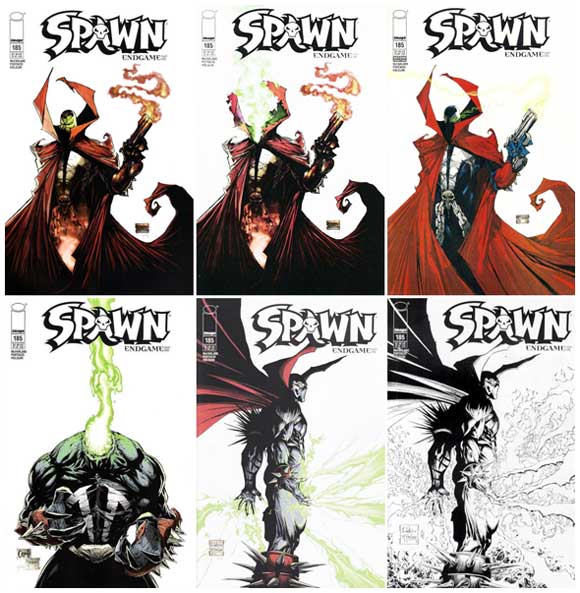 Spawn #185 covers by Todd McFarlane, Whilce Portacio and Greg Capullo