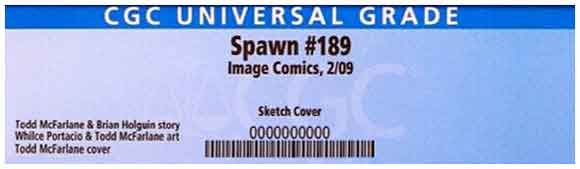 Spawn #189 Sketch CGC Label