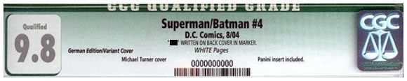 SuperMan / Batman #4 German Panini Variant Cover CGC Label