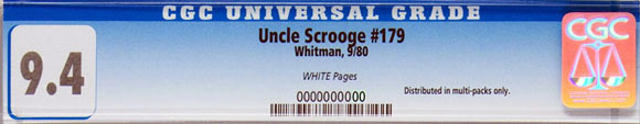 Uncle Scrooge #179 CGC Label New Style