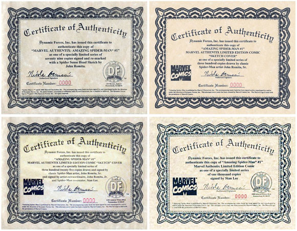 ASM #1 Authentix DF Dynamic Forces Certificates