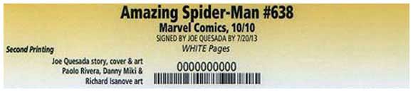 Amazing Spider-Man #638 2nd Print rumoured recall CGC Label