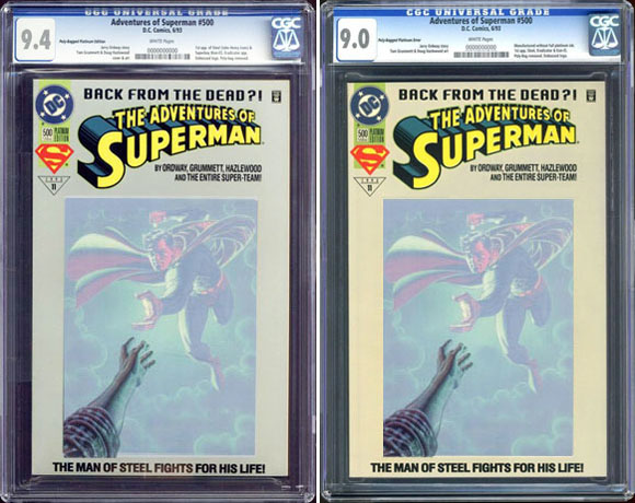 Adventures of Superman #500 Platinum And Error Variant