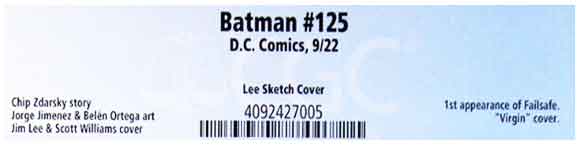 Batman #125 Jim Lee 1:500 Retailer Incentive CGC label