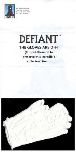 The Birth of the Defiant Universe #1 Promo Jim Shooter Letter and Gloves