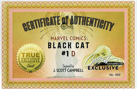 Black Cat #1 Campbell Exclusive D Le Chat Noir COA