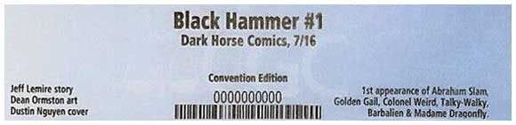 Black Hammer #1 SDCC 2016 Variant CGC label