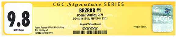 BRZRKR #1 Jonboy Meyers 1:1000 Variant CGC label