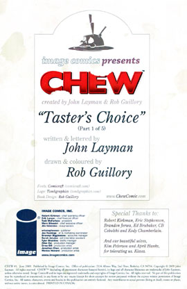 Chew #1 First Print Inside Cover