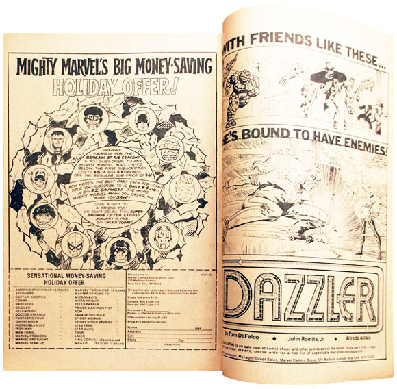 Dazzler #1 Error Edition Pages Black and White Adverts