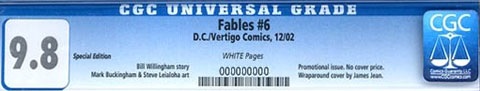 Fables #6 RRP cgc label 9.8