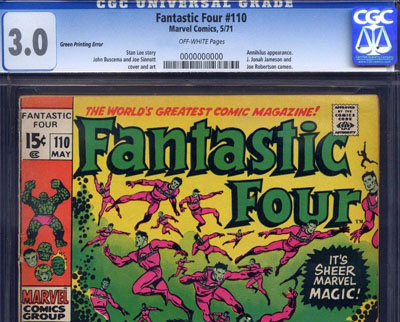 Fantastic Four #110 Color Green Printing Error