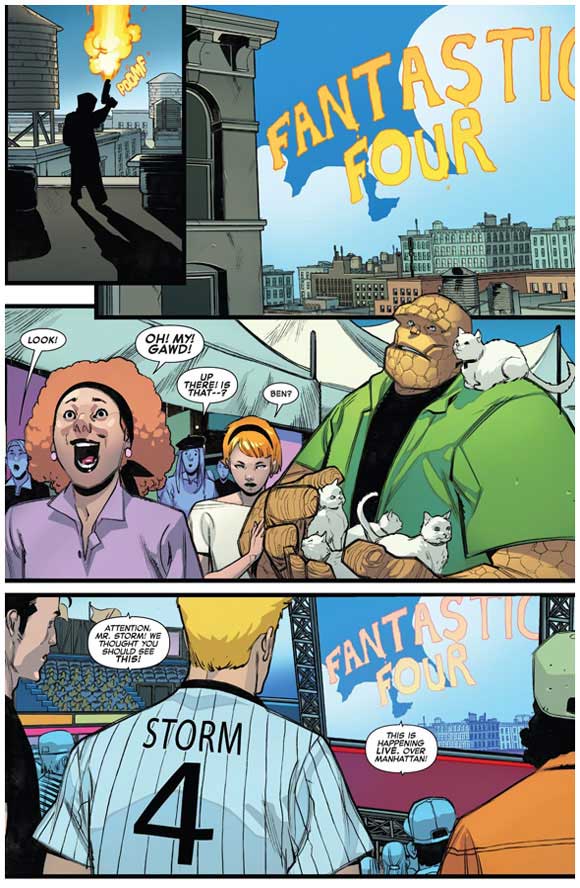 Fantastic Four #1 Interior: Fantastic Four in the sky