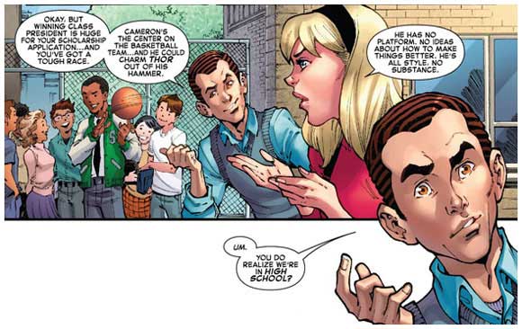 Gwen Stacy #1 interior sample: high school