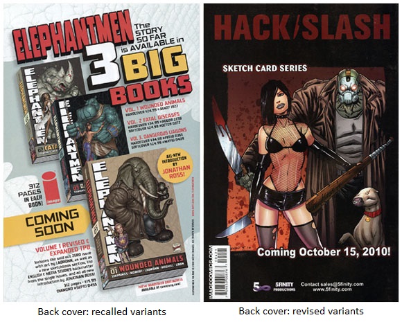 Hack / Slash My First Maniac # 4 Back-Cover Comparison