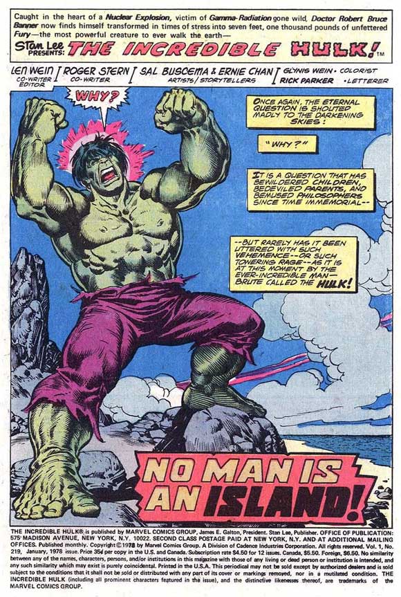 Hulk #219 Buscema Splash Page