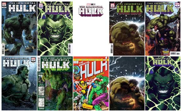Immortal hulk #1: covers for other variants