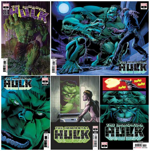 Immortal hulk #1: covers from the different prints