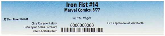 Iron Fist #14 35 Cent CGC Label