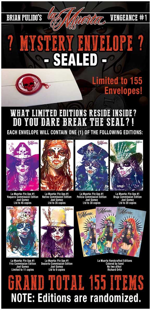 La Muerta Pin Ups #1 Kickstarter Mystery Envelope Advert