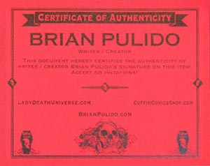 Lady Death COA Brian Pulido