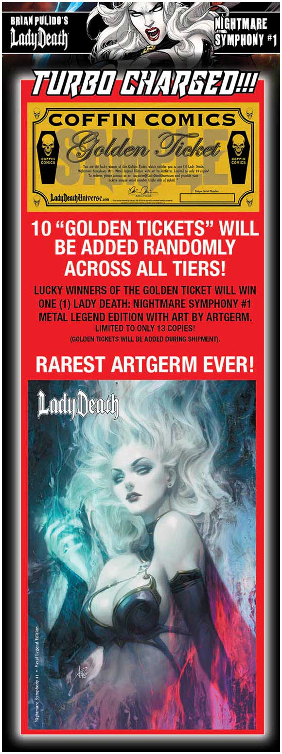 Lady Death: Nightmare Symphony #1 Artgerm Metal - Golden Ticket Width=