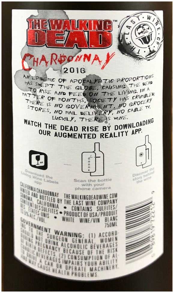 The Last Wine Co. Walking Dead wine bottle rear label