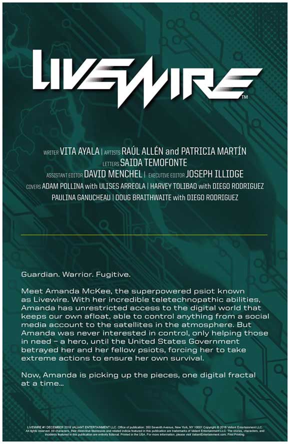 Livewire #1 Credits and Introduction page