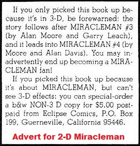 Miracleman 2-D Advert