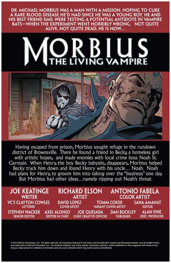 Morbius: The Living Vampire #3 Intro and Credits