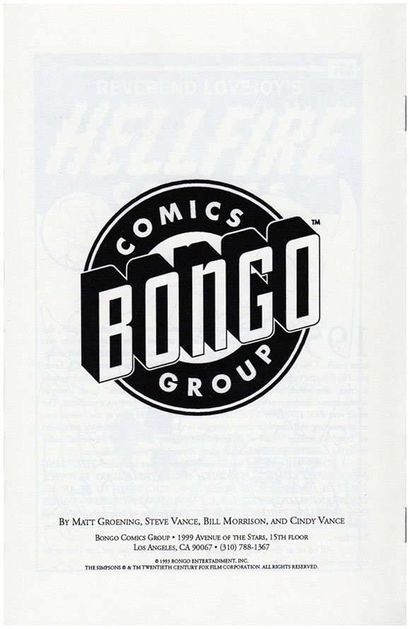 Official History Of Bongo Comics #1 Back Cover