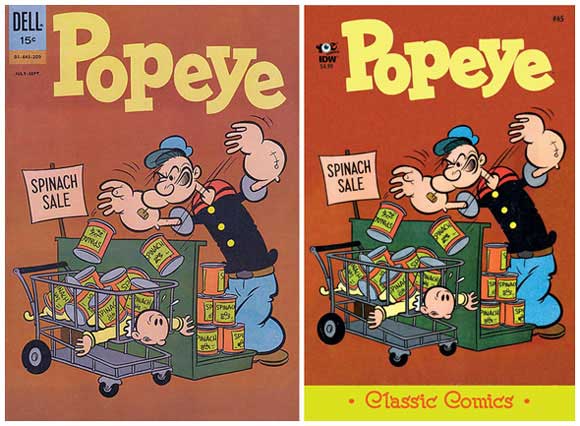 Popeye #65 Dell and IDW covers
