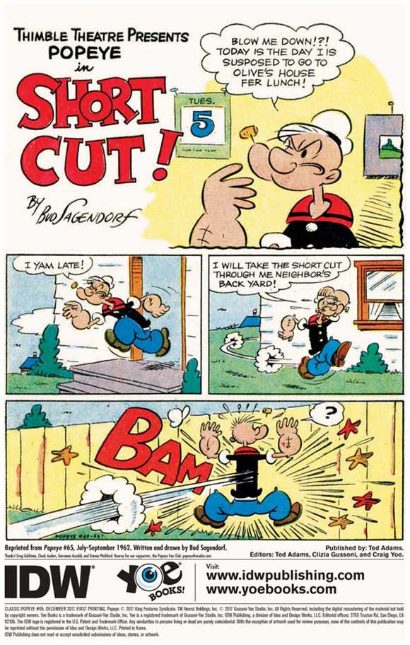 Popeye #65 IDW interior indicia