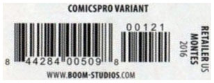 Power Rangers #0 Red Ranger ComicsPro Variant Barcode 8-44284-00509-8-00121 84428400509800121