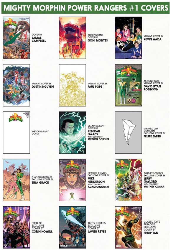 Mighty Morphin Power Rangers #1 Covers: first set