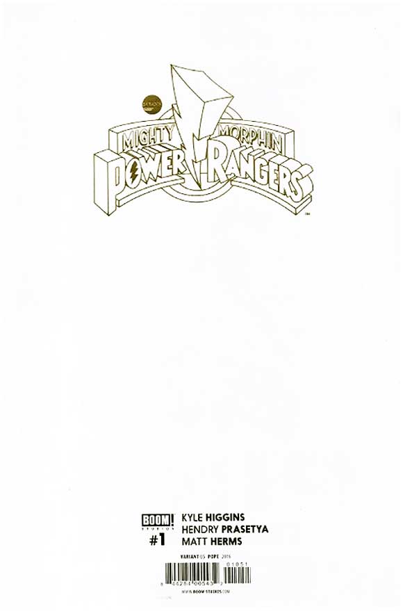 Mighty Morphin Power Rangers #1 1:200 Gold Foil Virgin Variant back cover