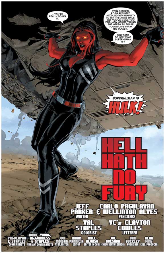 Red She-Hulk #58 Interior sample: Hell hath no fury