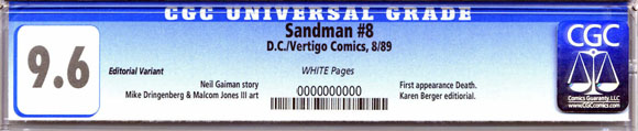 Sandman #8 Karen Berger Editoria CGC label