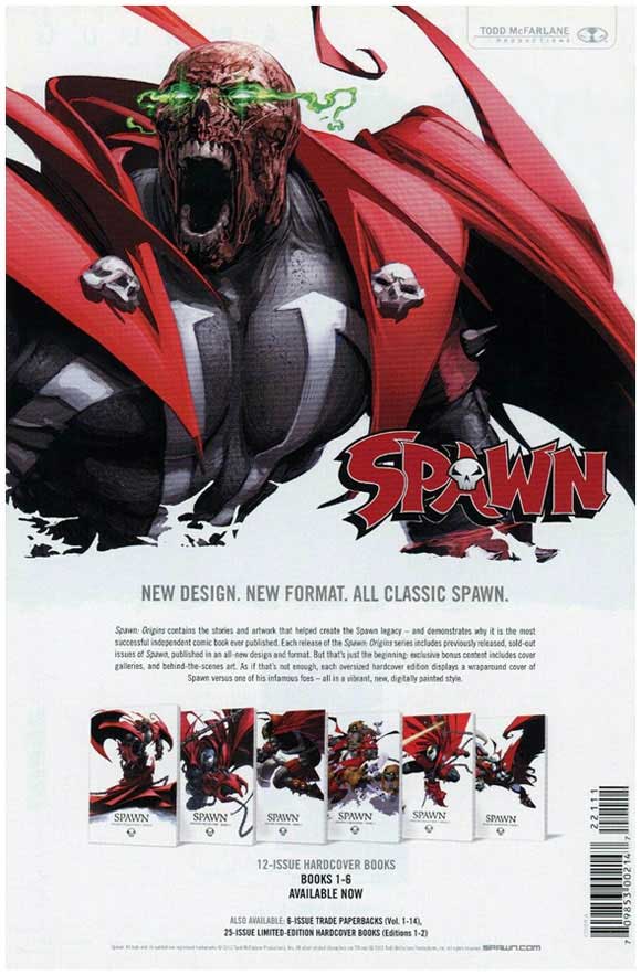 Spawn #221 McFarlane 1:25 variant back cover scan