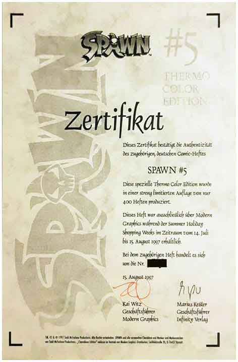 Spawn #5 German Chamäleon / Thermo Edition certificate