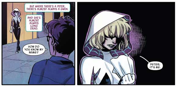 Spider-Gwen Ghost Spider #1 interior panels Gwen meets Peter