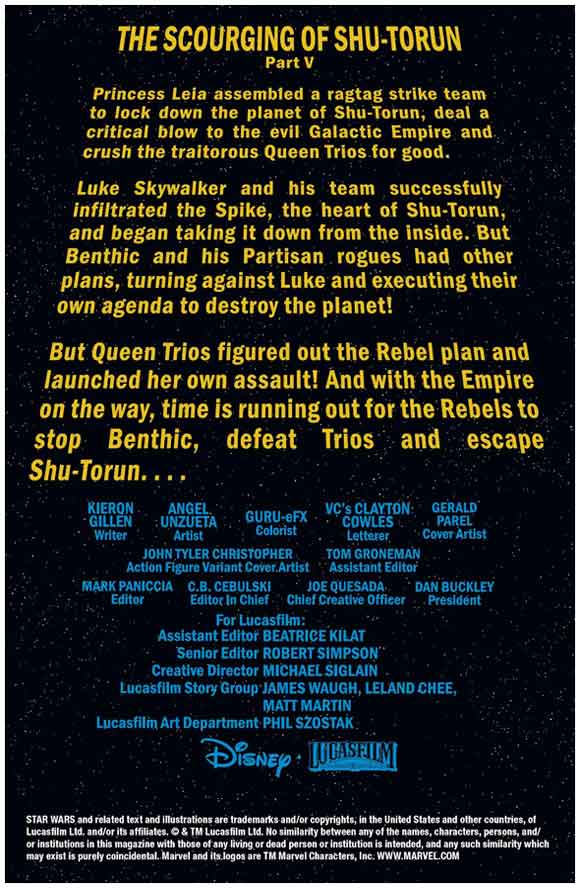 Star Wars #66 Credits and Intro page