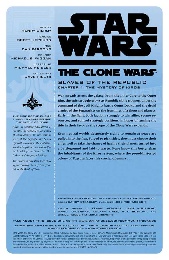 Star Wars: The Clone Wars #1 Intro and credits