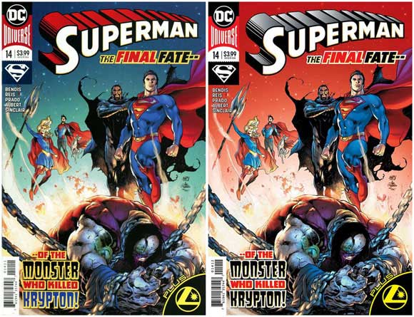 Superman #14 Revised regular cover art and second print