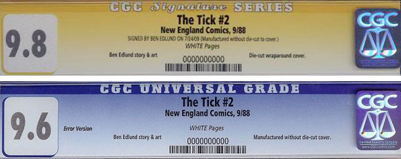 The Tick #2 Uncut CGC Labels