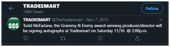 Tradesmart Todd McFarlane Event Twitter