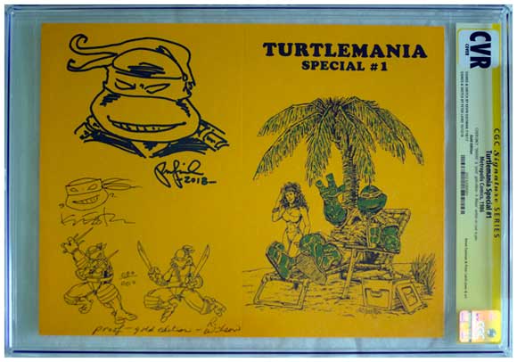 Turtlemania Gold proof numbered 000 Signed, Sketched and CGG graded