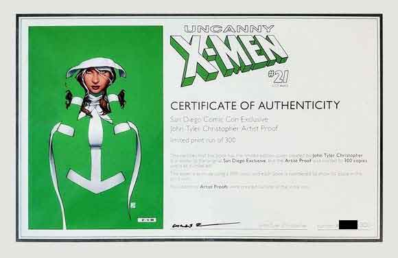 Uncanny X-Men #21 John Tyler Christopher Virgin Variant: Artist's Proof Certificate