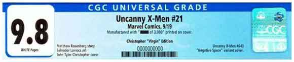Uncanny X-Men #21 Christopher CGC Label