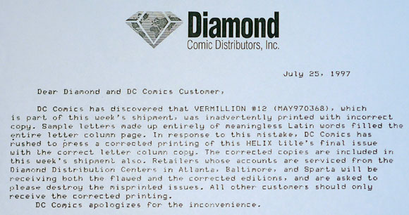 Vermillion #12 Diamond recall/destroy notice